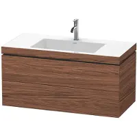 Duravit L-Cube c-bonded Set wandhängend, 2 Schubkästen, ohne Überlauf, 1 Hahnloch, 1000x500x480mm, LC6928O2121, Farbe: Nussbaum Dunkel Dekor