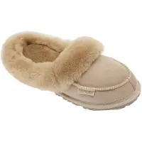 Vanuba - Damen Flauschige Lammfellpantoffeln aus Schafwolle D014 Beige, Größe 37 EU