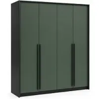 EURO-MEBLE Kleiderschrank GENUA 210 cm – 4-türig Drehtürenschrank mit viel Stauraum für Schlafzimmer (Flaschengrün)
