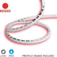 Alcapower LED-Streifen Snake Flex 5m IP65 230V 12W/m Rot, Silikon flexibel, hohe Effizienz mit integrierter SMD 2835 Technologie