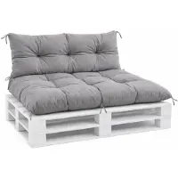 VBChome Palettenkissen 120x80 120x40 cm für Europaletten Möbel Palettenauflage Garten Balkon 12 Farben mit Schaumstoffflocken Füllung Grau 2-TLG Set