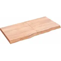 Syfax Waschtischplatte Hellbraun 120x60x(2-6) cm Massivholz Behandelt