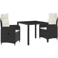 Syfax Outdoortisch-Set 3 stk. Schwarz und Cremeweiß 90 x 90 x 75 cm