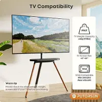OEM Draagbare Houten TV-Erker für 42-65 Zoll Bildschirme, mit Holzunterricht, drehbar, tripodförmig, Kabelmanagement, max. 45 kg, schwarz