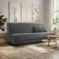 Imoebel 24 Sofa IRA, Wohnzimmer, modernes Schlafsofa Couch 3-Sitzer Sofa freistehendes Polstersofa Bettkasten 232 cm KLIK-KLAK-Mechanismus Grau Cloud 97