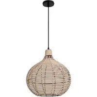 KOBI REDDI kleine Hängelampe Boho RATTAN dekorativ Geflochtener Natürlicher Überhang Wohnzimmer Pendelleuchte Rattan Esstisch Esszimmer Lampe Hängeleuchte Farbe: Natur (Ø36cm)
