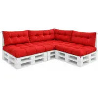 VBChome Palettenkissen 120x80 120x40 70x40 cm für Europaletten Möbel Palettenauflage Garten Balkon 12 Farben mit Schaumstoffflocken Füllung Rot 7-TLG
