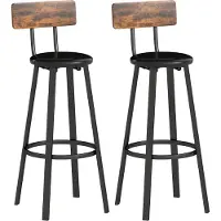HOMCOM Barhocker 2er Set Tresenhocker Barstuhl mit Fußstütze, Rückenlehne