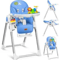 Kidiz 3in1 Hochstuhl Kinderhochstuhl inkl. Spielbügel , Babyliege , Kombihochstuhl Babyhochsitz ,7 höhenverstellbar Verstellbare Rückenlehne , mitwachsend ab 0 Monate bis 6 Jahre Babystuhl