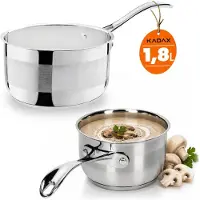 Kadax Stielkasserolle "Ventre", Stieltopf aus Stahl mit langem Stiel, 1,8 L