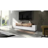 Dmora TV-Schrank 4 Fächer 3 Klapptüren Design Weiß Holz Corona Low White
