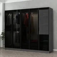 Skye Decor , Kale - 6091, Kleiderschrank, Anthrazit, 100 % MELAMINBESCHICHTETE SPANPLATTEN, 225 x 52 x 210 cm