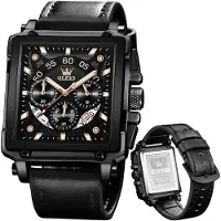 Olevs Herrenuhren Lederarmband Chronograph Japanische Quarz Herren Uhr mit Datum Wasserdicht Klassische Elegantes Armbanduhr Herren Geschenk