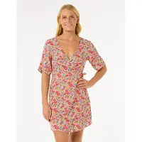 Rip Curl Las Dalias Ditsy Wrap Kurzes Kurzarmkleid