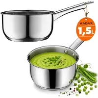 Kadax Stielkasserolle "Berme", Stieltopf aus Stahl mit langem Stiel, 1,5 L