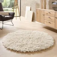 Theko Wollteppich "Alba Uni", wollweiß, H:70mm Ø:160cm, Schurwolle, Teppiche, Wollteppich, original griechischer Flokati, Hochflor, reine Wolle, Unifarben