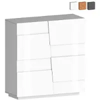Web Furniture Moderne Anrichte 2-türig Mehrzweck Flurschrank 120x44,6x126cm Seeley - Weiß glänzend