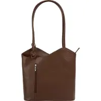 Cluty Cityrucksack , Damen, Gr. B/H/T: 29cm x 28cm x 9cm, onesize, braun, Leder, Rindsleder, beschichtet, leicht glänzend, Rucksäcke Cityrucksack, echt Leder, Made in Italy, Topseller