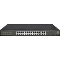 Level One Hilbert 28-Port Gigabit Smart Lite Switch, 24 x Gigabit RJ45, 4 x Gigabit SFP/RJ45 Combo, Managed, L2, Gigabit Ethernet (10/100/1000), Vollduplex, Rack-Einbau