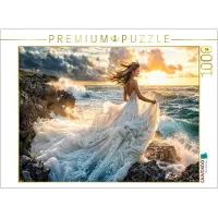 CALVENDO Puzzle Braut im Abendlicht an Meeresklippen | 1000 Teile Lege-Größe 64 × 48 cm Foto-Puzzle für glückliche Stunden