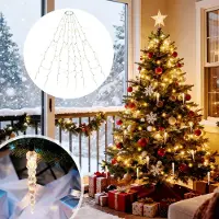 Salcar LED Lichterkette Weihnachtsbaum Lichterkette mit Warm+Kaltweiß funkelnden Eiszapfen 11 Modi/ 1,5m 8 Girlanden für 60cm - 150cm Tannenbaum