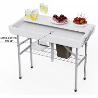 StarTech.com Tragbarer Eistisch - Klappbarer Buffetkühltisch mit Eiswanne - Selbstbedienungs-Getränkekühler für Party Camping BBQ - Outdoortisch für 8 Personen - Rechteckig - Weiß