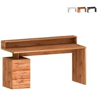 Web Furniture Büroschreibtisch 160x60x90cm, 3 Schubladen mit Aufsatz, New Selina S Plus - Eiche