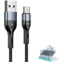 Usams Geflochtenes Kabel U55 2A Usb-C 1Pc Für Satz U55 Schwarz/Schwarz 1M Sj449Zj01 (Us-Sj449)