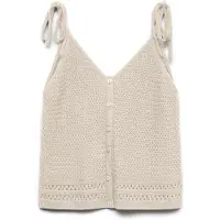 Vero Moda Stricktop "VMSALTY SANDS SL TOP SE", Damen, Gr. XL, beige (birch), Strick, Obermaterial: 100% Baumwolle, unifarben, normal, V-Ausschnitt, Tops Stricktop, Baumwolle