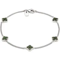 KUZZOI Armkette "Armband Kleeblatt Emaille 925 Sterling Silber vergoldet" Gr. 19, silber, Armbänder, Herren, 19, Silber 925 (Sterlingsilber), Armkette