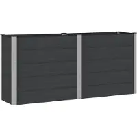 Syfax Hochbeet Schwarz 200 x 50 x 91 cm WPC und Aluminium