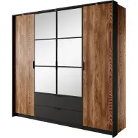 3Xeliving Kleiderschrank, Kastanie + Anthrazit, 223, 2 x 210 x 59 cm