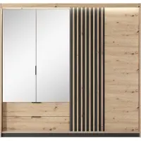 3Xeliving Kleiderschrank, Eiche Artisan + Anthrazit, 220 x 210, 4 x 60 cm