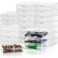 OEM Plastikbehälter mit Klapptöpfchen (24er Verpackung) - Maße L9,4 x B9,4 x H2,8cm - Miniaturbehälter für Accessoires, Perlen, Medikamente - Hobby-Organisationsbox