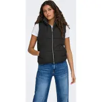 JDY Steppweste "JDYNEWERICA SHORT WAISTCOAT OTW NOOS", Damen, Gr. S, schwarz (schwarz detail:silber zipper), Steppware, Obermaterial: 100% Polyester, unifarben, Westen Steppweste