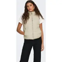 JDY Steppweste "JDYNEWERICA SHORT WAISTCOAT OTW NOOS", Damen, Gr. S, grau (moonbeam detail:silber zipper), Steppware, Obermaterial: 100% Polyester, unifarben, Westen Steppweste