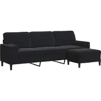 vidaXL 3-Sitzer-Sofa mit Hocker Schwarz 210 cm Samt