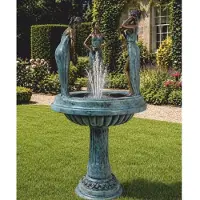 Casa Padrino Jugendstil Bronze Springbrunnen 3 Frauen H. 135 cm - Garten Deko