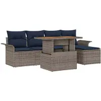 vidaXL Garten-Sofa-Set 6 stk. Grau und Marineblau