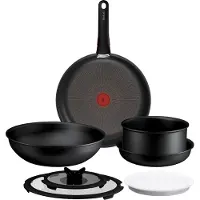 Tefal Pfannen-Set "Ingenio Excellence Fusion" Aluminium Set, 8 tlg. abnehmbarer Ingenio-Griff, Thermo-Signal, stapelbar, Induktion