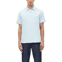 s.Oliver Kurzarmhemd , Herren, Gr. 3XL, N-Gr, blau (light blau), Web, Obermaterial: 100% Baumwolle, unifarben, normal hüftbedeckend, Rundhals, abgesteppte Kante, Hemden Kurzarmhemd