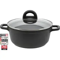 Elo Kochtopf BASIC "Black", schwarz, B:29cm H:14,5cm L:36cm Ø:28cm, Töpfe, Kochtopf, Gelochter Induktionsboden