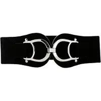 Bonprix Stretchgürtel , Damen, Gr. 95, schwarz, Materialmix, unifarben, Gürtel Stretchgürtel, Mix aus Lederimitat und Stretchmaterial, auffallende Schnalle