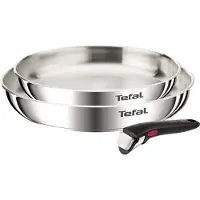 Tefal Pfannen-Set "Ingenio Emotion", silber (edelstahl), Pfannen, Pfannen-Set, abnehmbarer Ingenio-Griff, stapelbar, unversiegelt, induktionsgeeignet