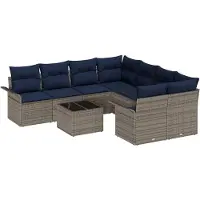 vidaXL Gartensofa-set 9 stk. 10-Sitzanzahl Grau und Marineblau