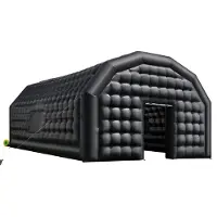 SucceBuy Aufblasbares Partyzelt 9x6x4 m, Würfelzelt für Disco, Nachtclub, Pavillon Hochzeitszelt mit 1100-W-Gebläse, Sandsäcken, 2 Fenstern für Feiern, Geburtstage, Hochzeiten, Schwarz