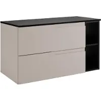 3Xeliving Badezimmer-Unterschrank-Set, Kaschmir / Schwarz, 80 (60 + 20) x 46 x 58 cm