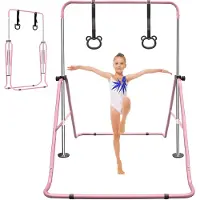 Zimilo Kinder-Gymnastikstange, höhenverstellbar 88,9-129,54 cm, rutschfest, platzsparend für Home/Outdoor, pink, für Anfänger und junge Athleten
