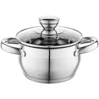 Florina Oliver 14 cm 1,3 L Edelstahltopf mit Glasdeckel | Für Induktion, Gas, El