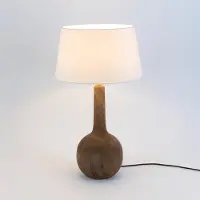 Holländer Tischleuchte VEZZANA, natur/écru, Höhe 47 cm, Mangoholz, E27